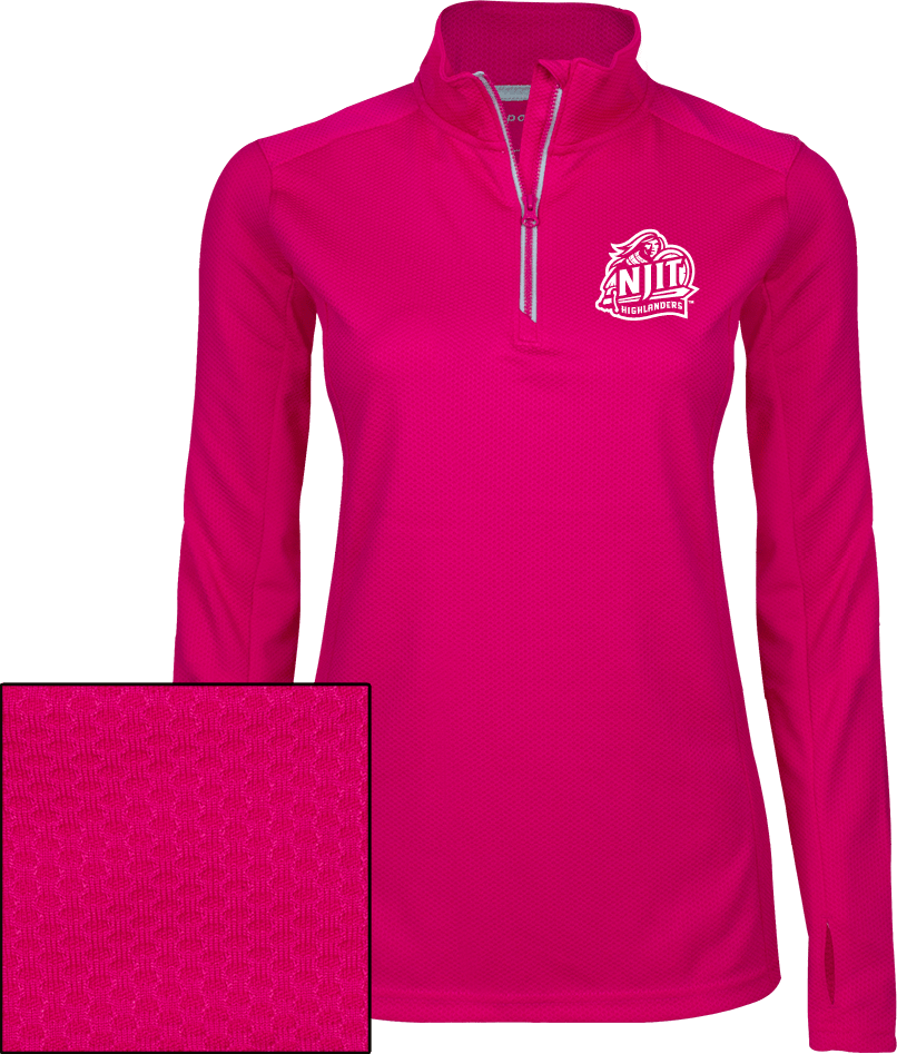 NJIT Ladies Sport Wick Textured 1/4 Zip Pullover Official Logo - ONLINE ONLY