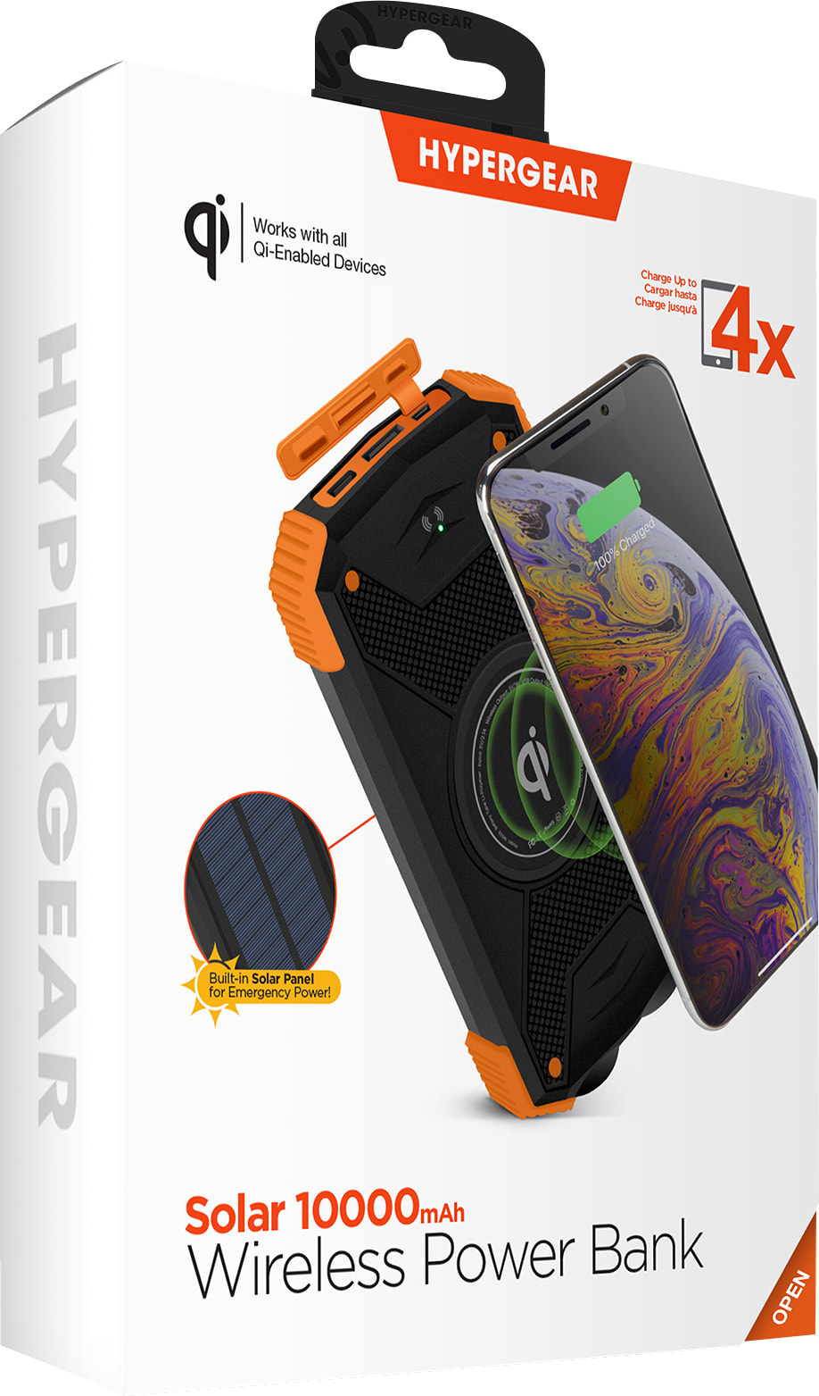 HyperGear 10000mAh Wireless Solar Power Bank, Black - ONLINE ONLY