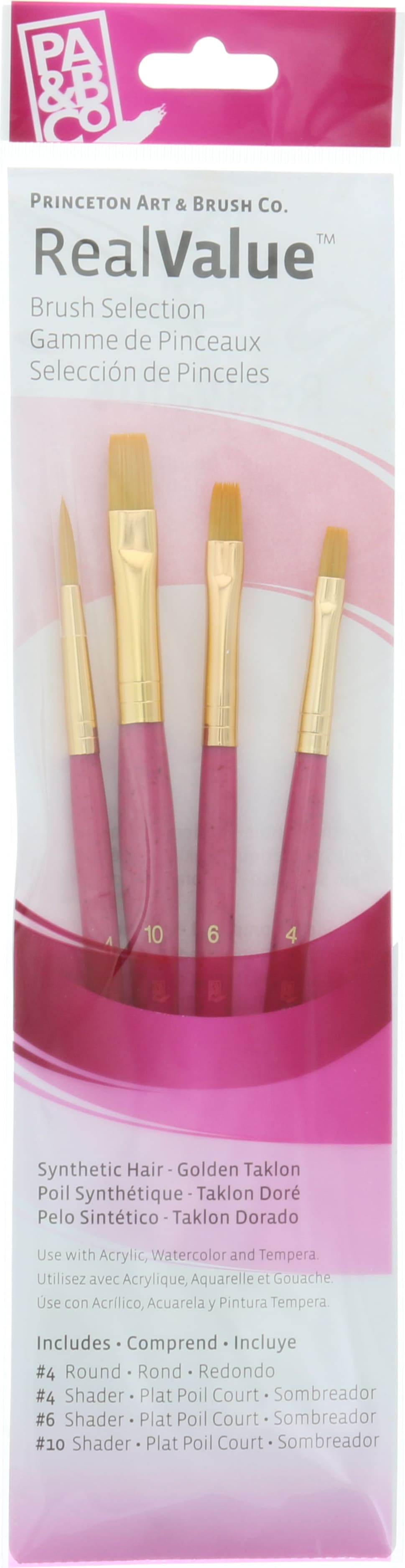 BRUSH SET GOLD TAKLON VALUE 4 PACK