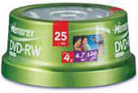 Memorex Blank DVD-RW 4.7GB 25 Pack Spindle - ONLINE ONLY