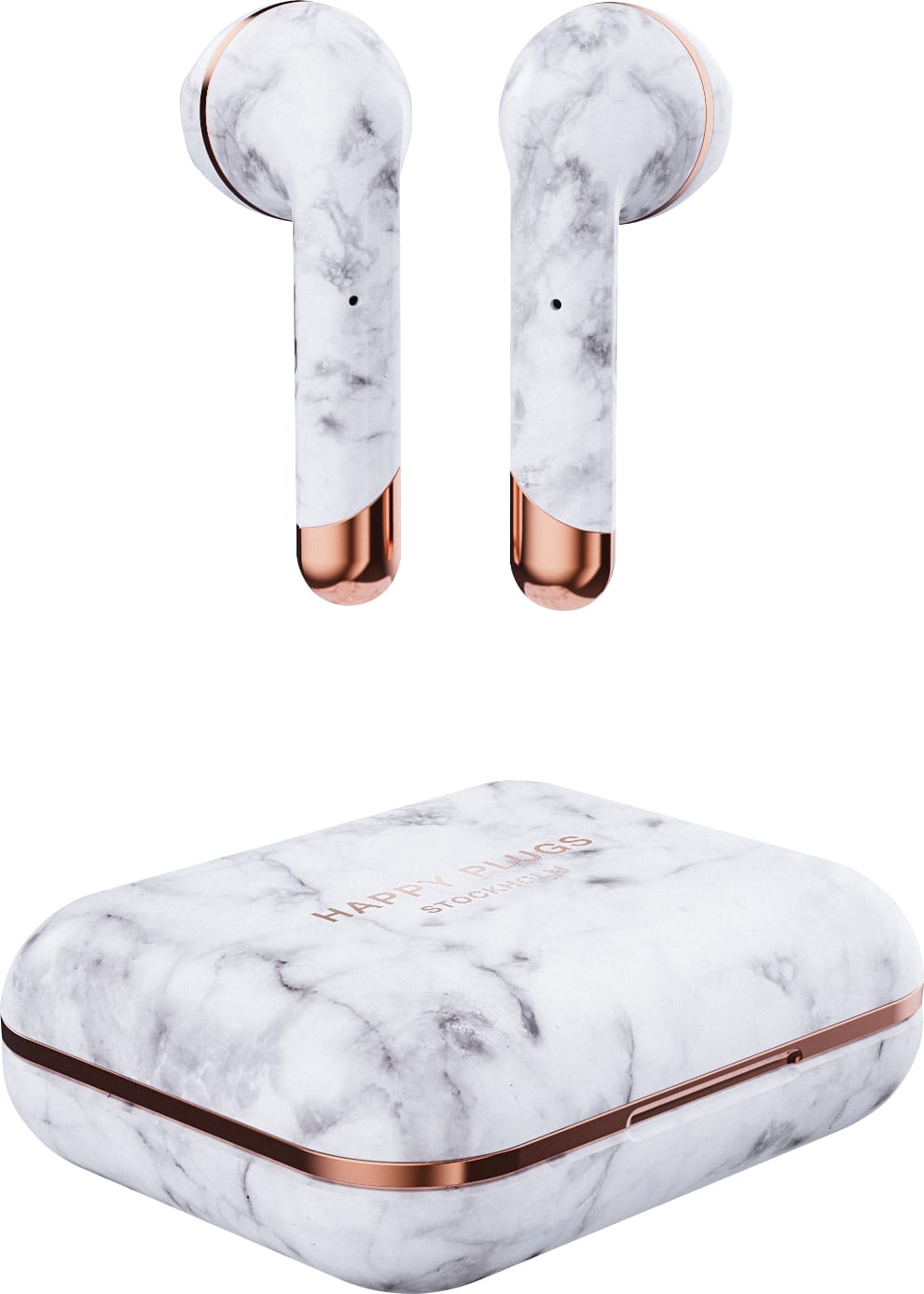 Happy Plugs Air True Wireless Earbuds, White Marble - ONLINE ONLY