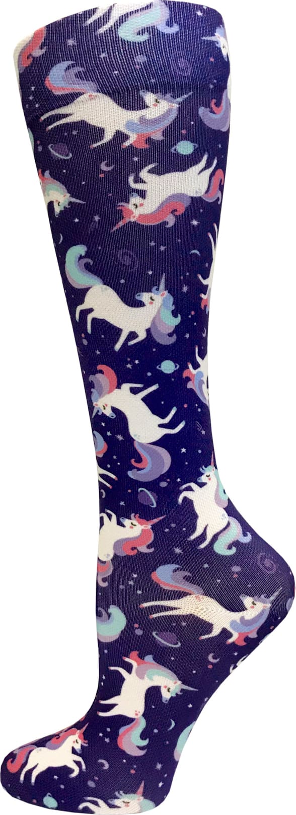 12IN SOFT COMFORT COMPRESSION SOCKS-UNICORNS VIOLET
