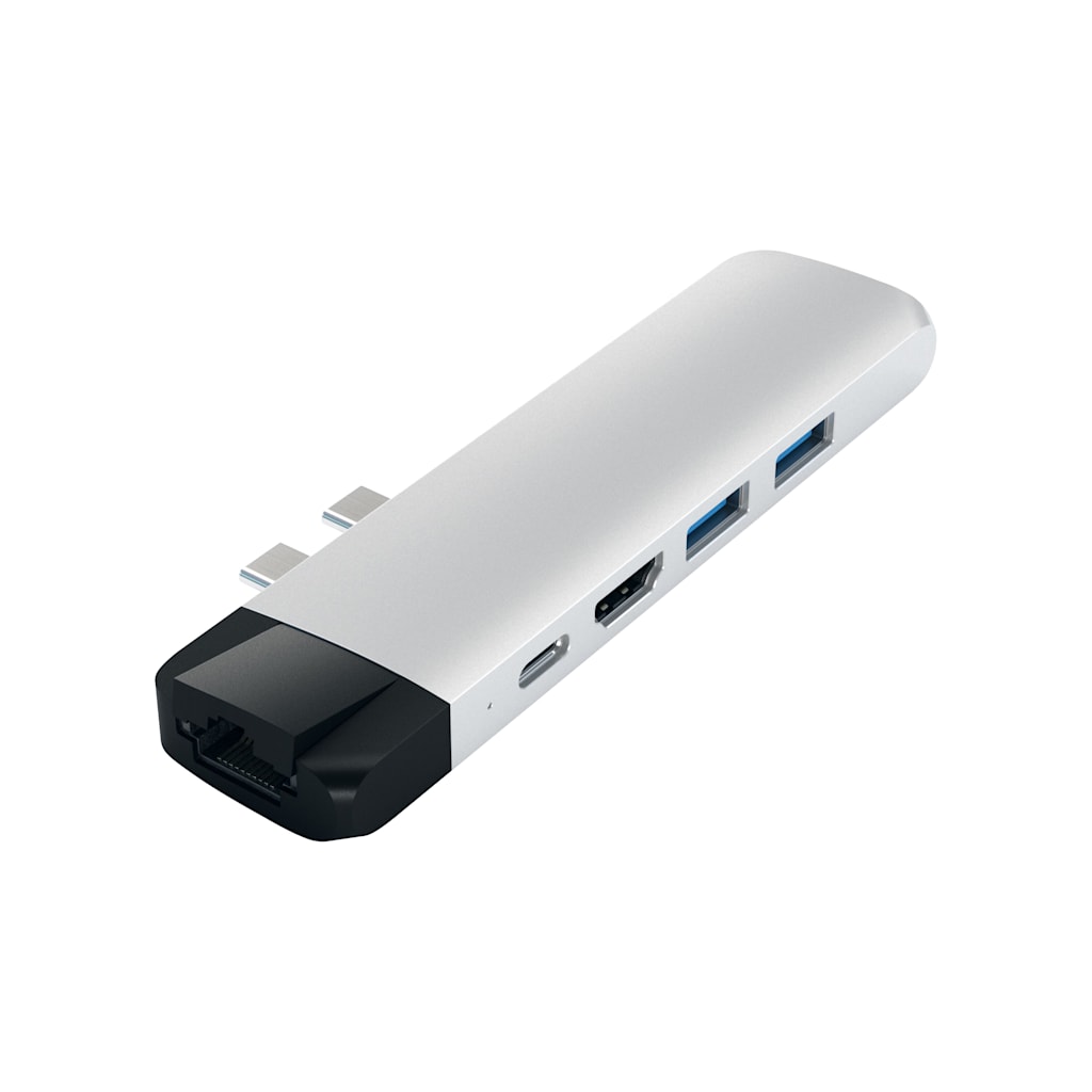Satechi Type-C Pro Hub Adapter With Ethernet, Silver - ONLINE ONLY