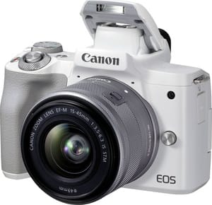Canon EOS M50 MK II (White) EF-M 15-45mm IS STM (Silver) Kit - ONLINE ONLY