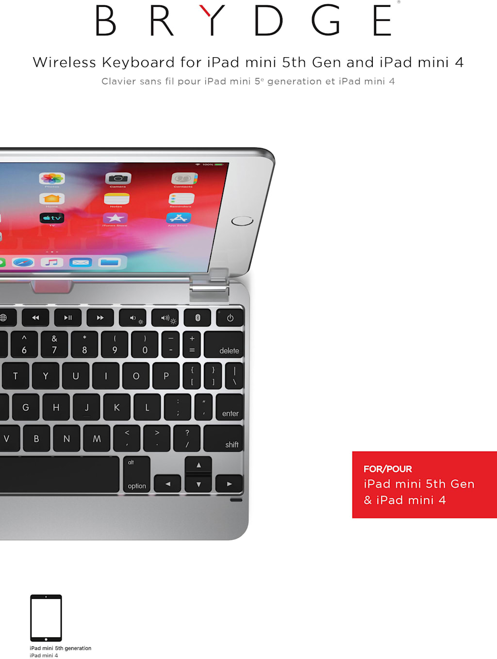 Brydge 7.9 Bluetooth Keyboard iPad Mini 4/5, Silver - ONLINE ONLY