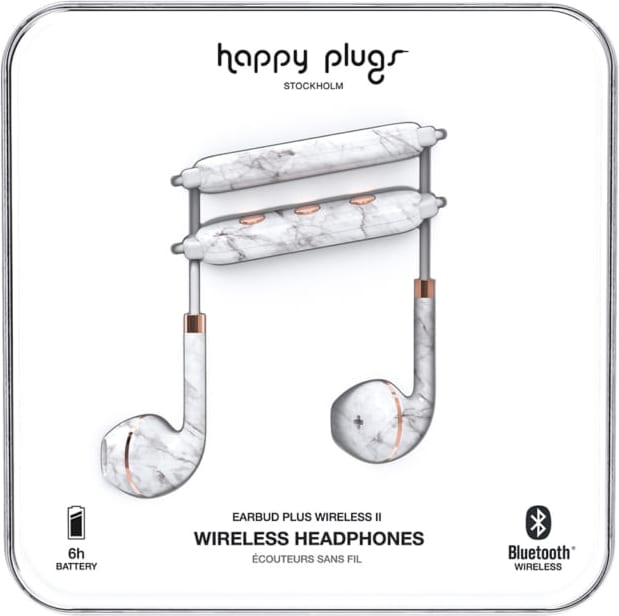 Happy Plugs Wireless II BT- White Marble - ONLINE ONLY