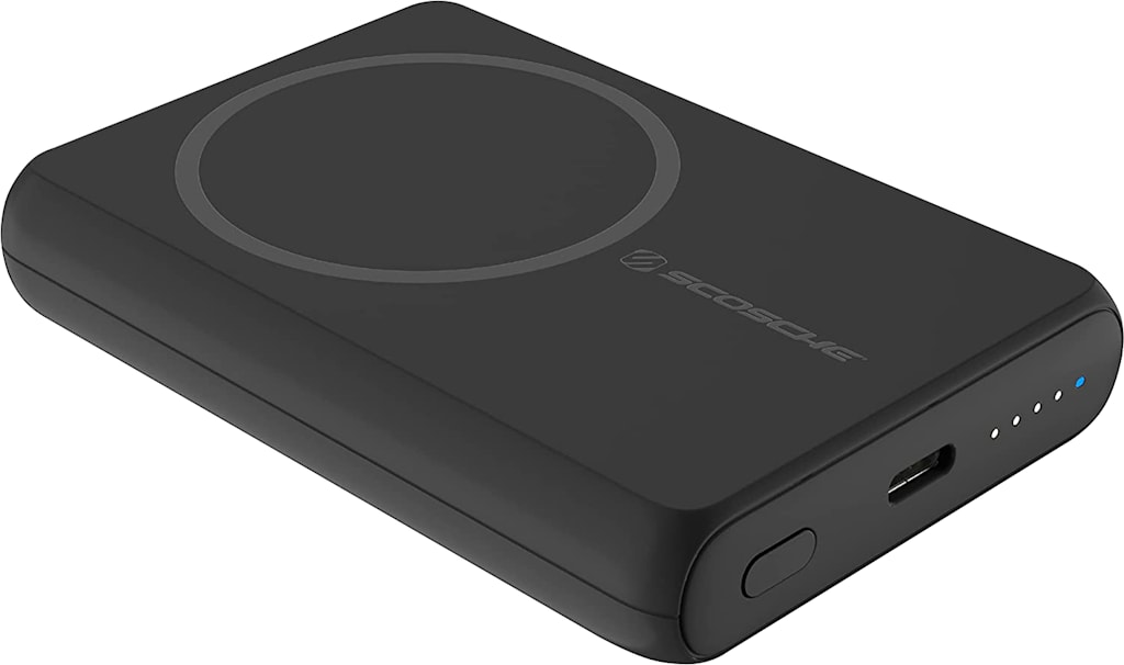 Scosche MagSafe GoBat Qi Wireless Power Bank 5000mAh w/ USB-C Port, Black - ONLINE ONLY