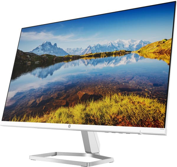 HP 23.8'' M24fwa FHD IPS LED Backlit Monitor with audio white color. 23.8''     In-Plane Switching (IPS) Display. 1 x HDMI 1.4 | 1 x VGA. 1920x1080 @ 75 Hz     Native Resolution.