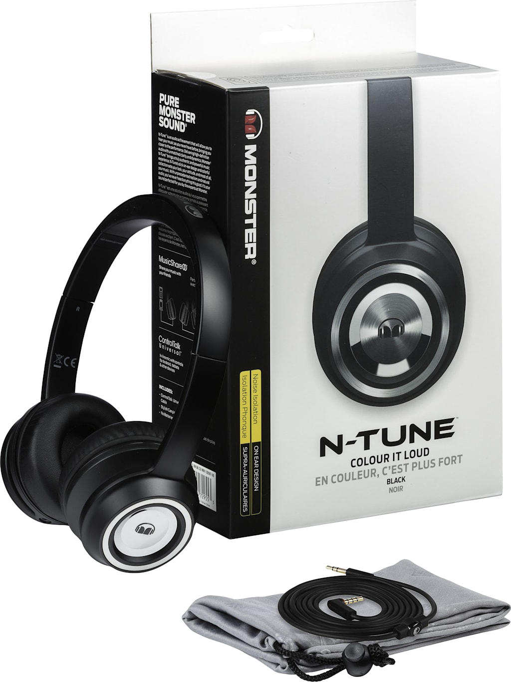 Monster NTune On-Ear Headphones with Mic Black - ONLINE ONLY
