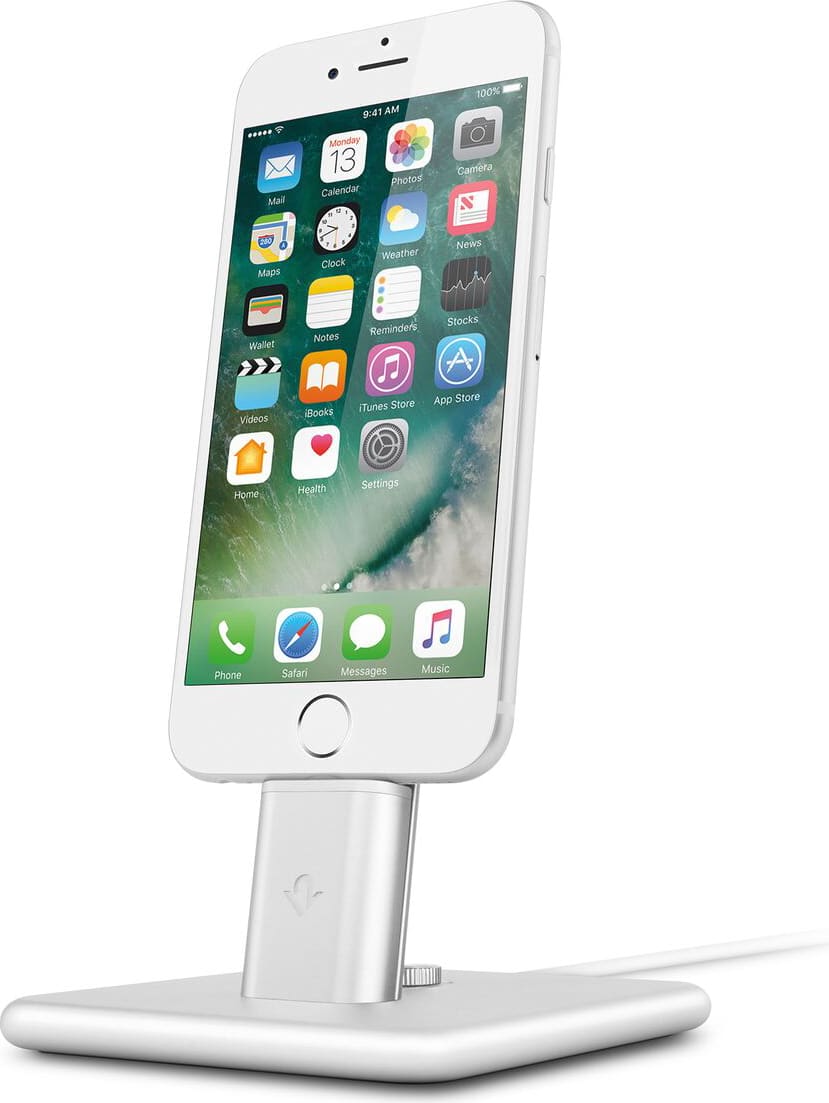 HiRise 2 Deluxe Metal Charging Stand for iPhone/iPad Silver - ONLINE ONLY