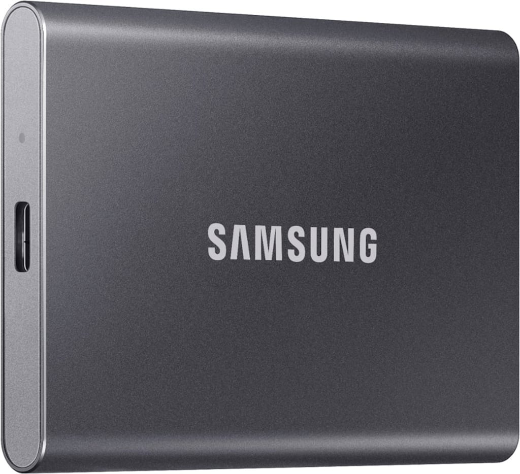 T7 1TB External USB 3.2 Gen 2 Portable SSD with Hardware Encryption (Titan Gray) - ONLINE ONLY