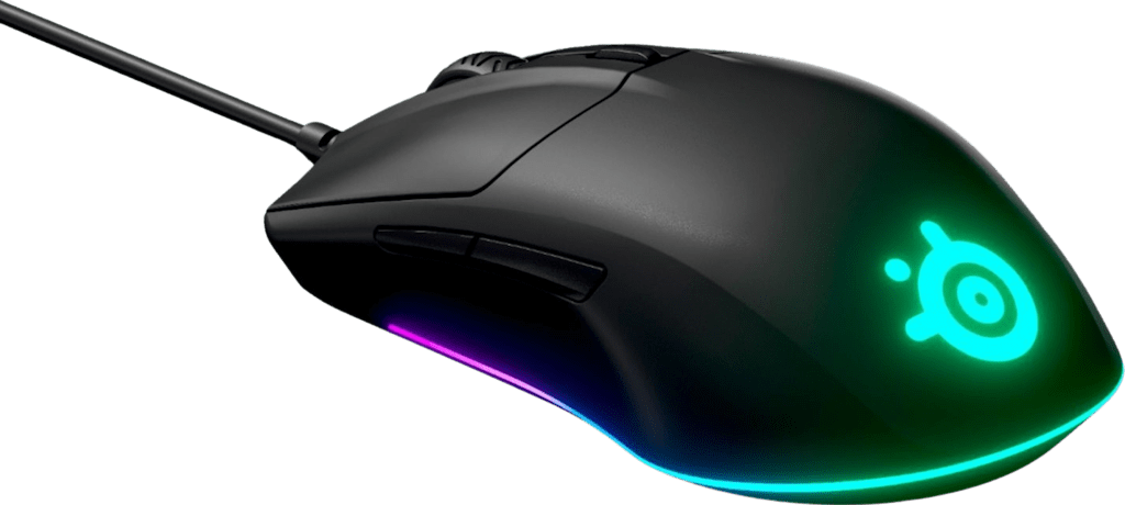 Rival 3 Lightweight Wired Optical Gaming Mouse with Brilliant Prism RGB Lighting (Black) - ONLINE ONLY
