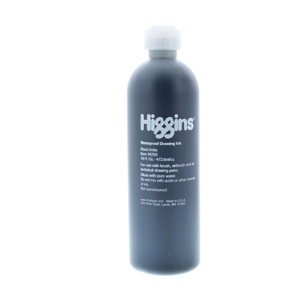 HIGGINS INK BLACK WATERPROOF INDIA 16OZ