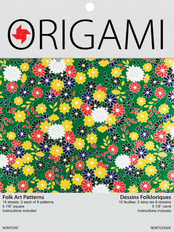 ORIGAMI PAPER JAPANESE FOLK ART 5-7/8 INCH 16-SHEETS