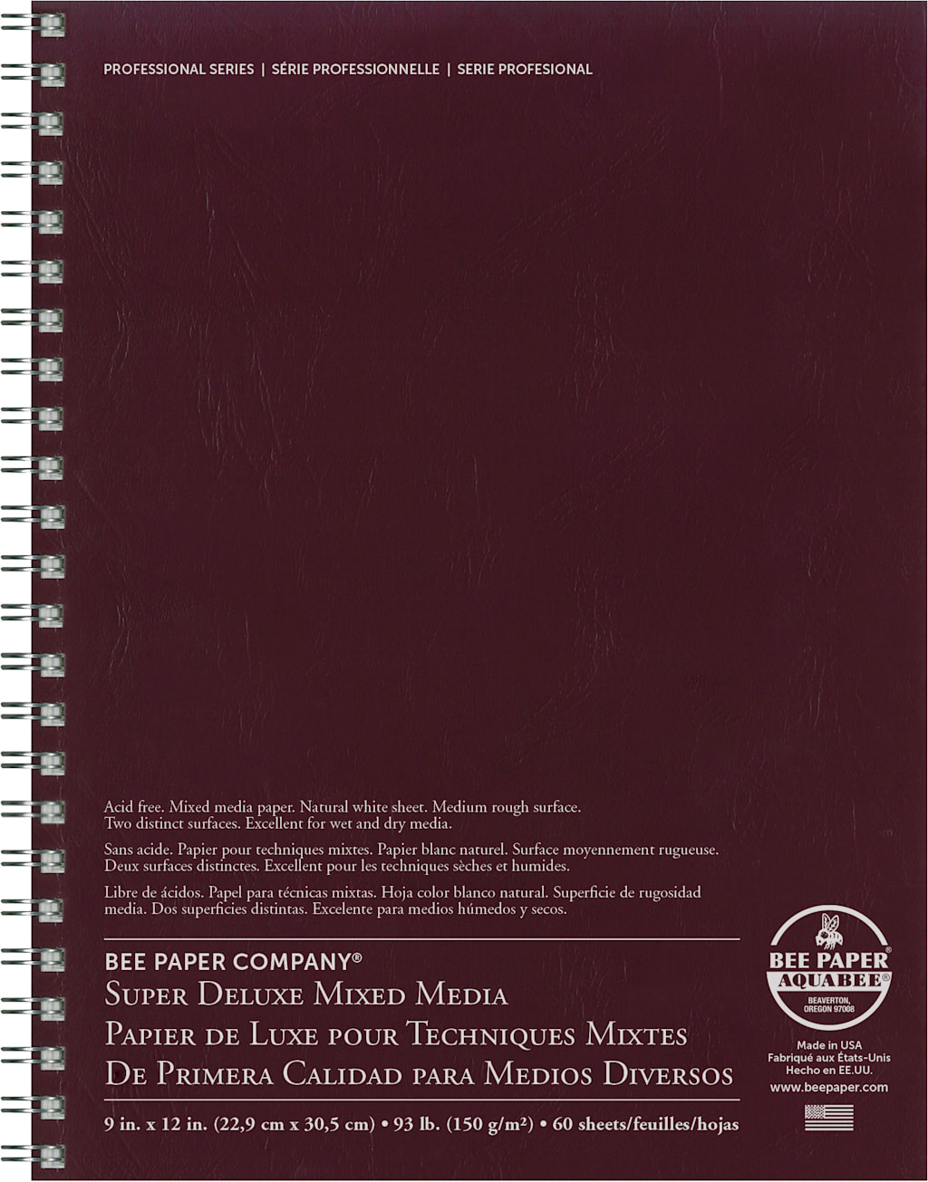 Bee Paper 9x12 93-pound Acid Free Super Deluxe Mixed Media Double Wire Bound Pad 60/Sheets