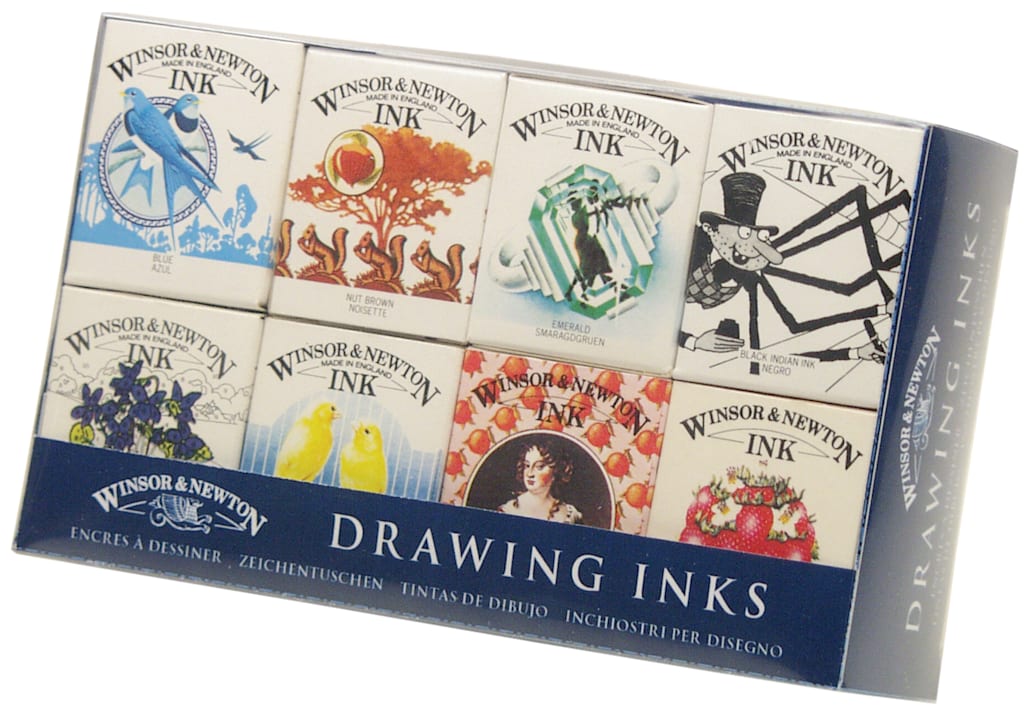 DRAWING INK 1/2OZ SET 8 COLORS