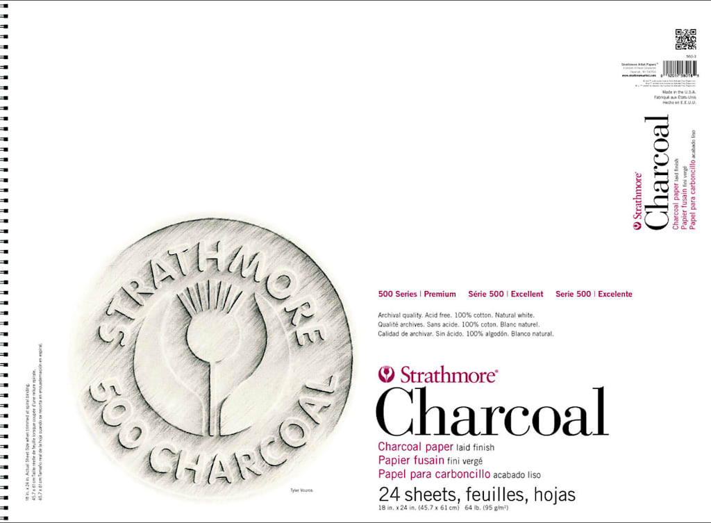 Strathmore Charcoal 500 Series 18 x 24 Spiral Bound White 24 Sheets