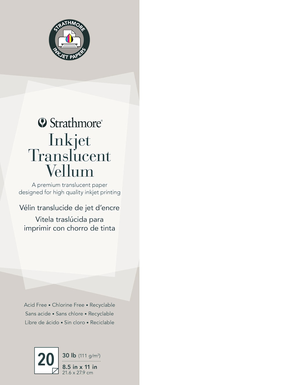 INKJET VELLUM TRANSLUCENT 8.5X11 20 SHEETS