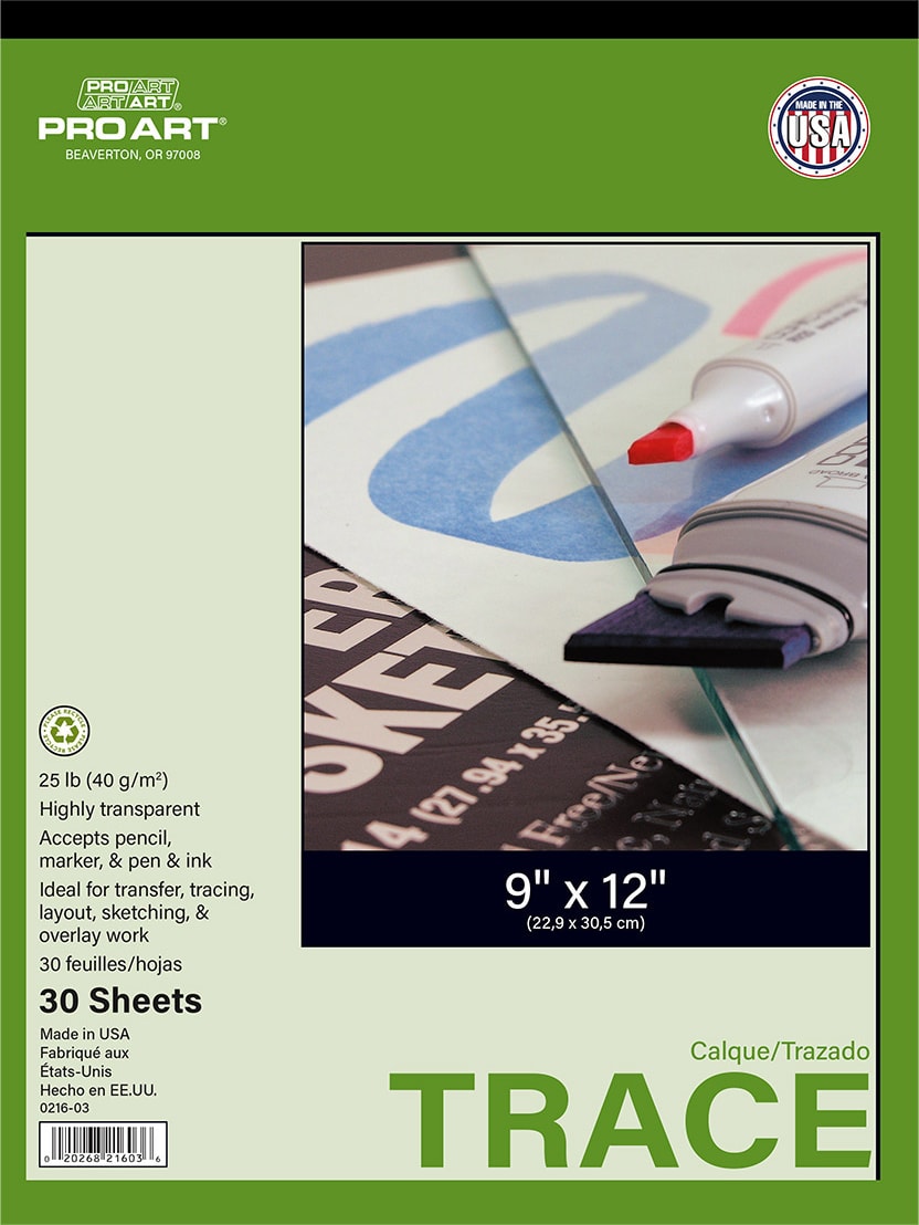 Pro Art 9x12 25-pound Trace Paper Tape Bound Pad 30/Sheets