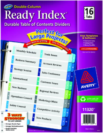 INDEX 16TAB/DBL COLMN DIVDR