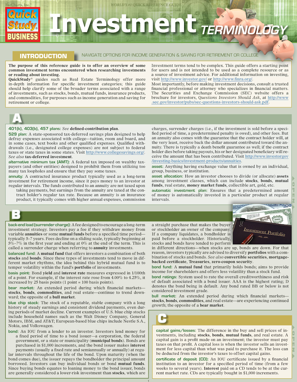 INVESTMENT TERMINOLOGY