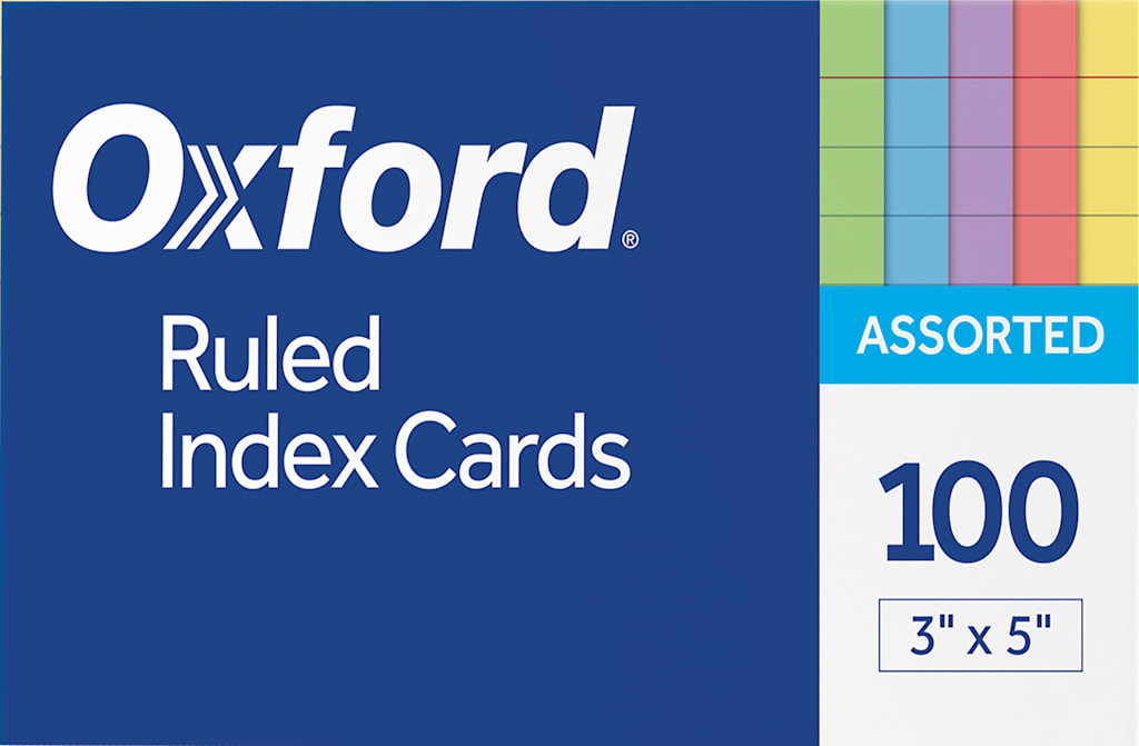 INDEXCARD3x5 100CT RULED ASST