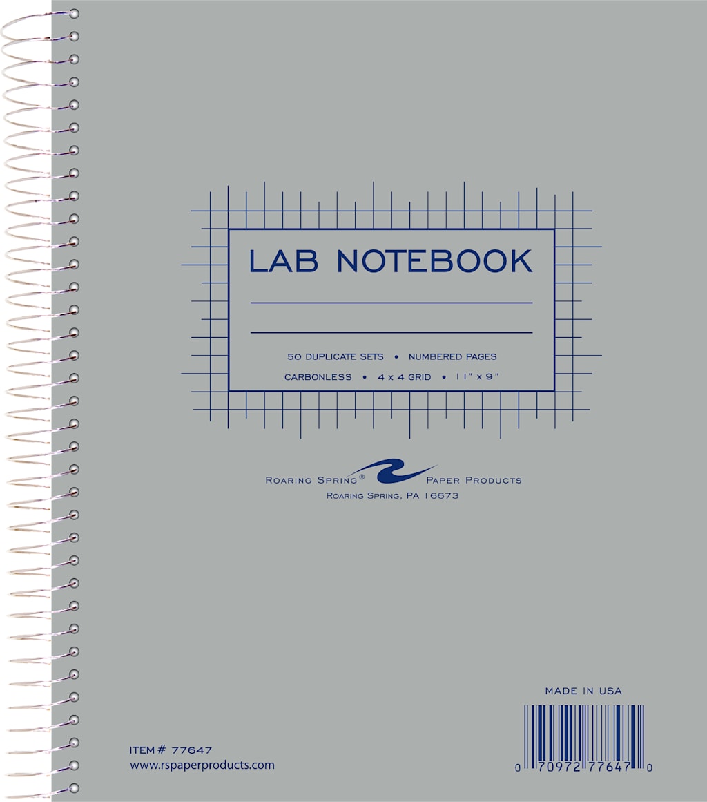 4x4 Graph Ruled Spiral Lab Notebook with 50 Numbered Carbon Sets 11 IN x 9 IN White/Canary Pages