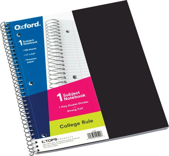 NOTEBK HD POLY 1 SUB 100CT AST