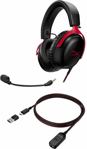 HyperX Cloud III Wired Gaming Headset, Black/Red - ONLINE ONLY