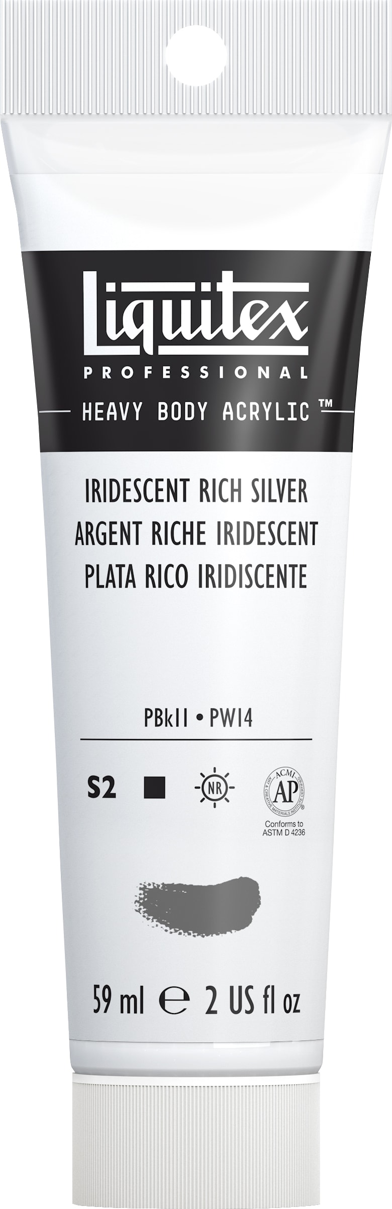 Heavy Body Acrylic 2oz Iridescent Rich Silver