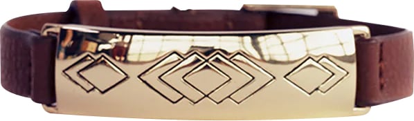 Flare Brown Leather Safety Bracelet, Gold - Adjustable - ONLINE ONLY