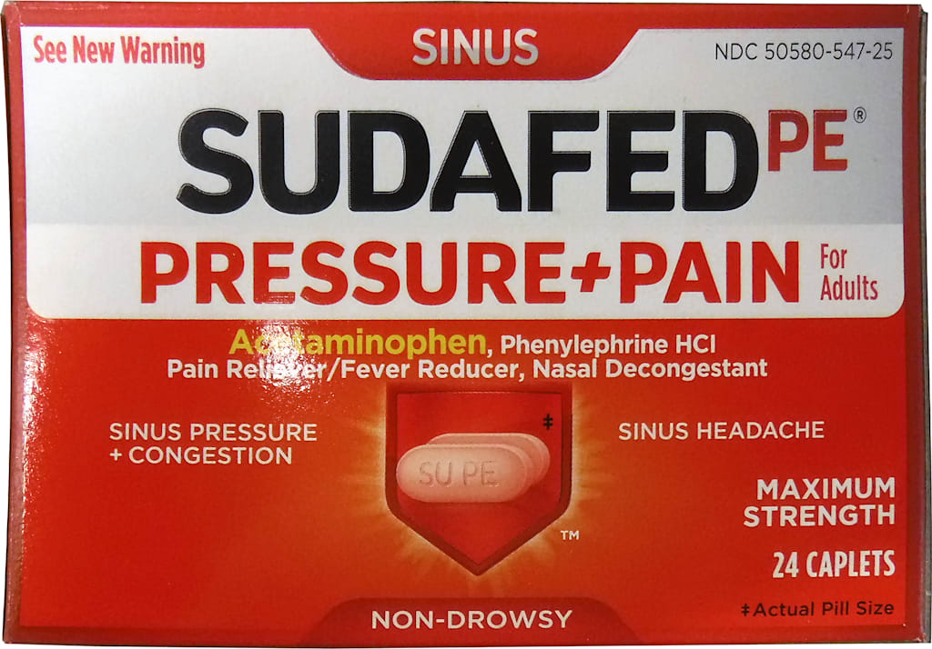 SUDAFED 24CT PE PRESSURE&PAIN