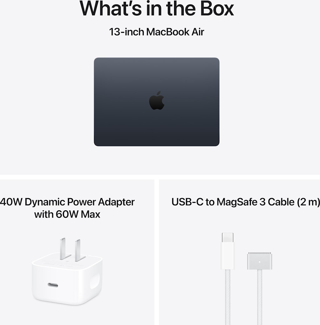 Apple 13-inch MacBook Air: Apple M5 chip with 10‑core CPU and 8‑core GPU, 16GB, 512GB SSD - Midnight - AppleCare+ Included