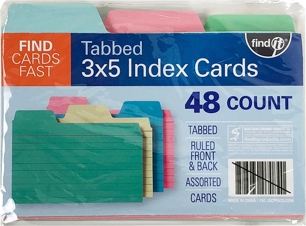 TAB INDEX CARD ASST 3x5 48PK