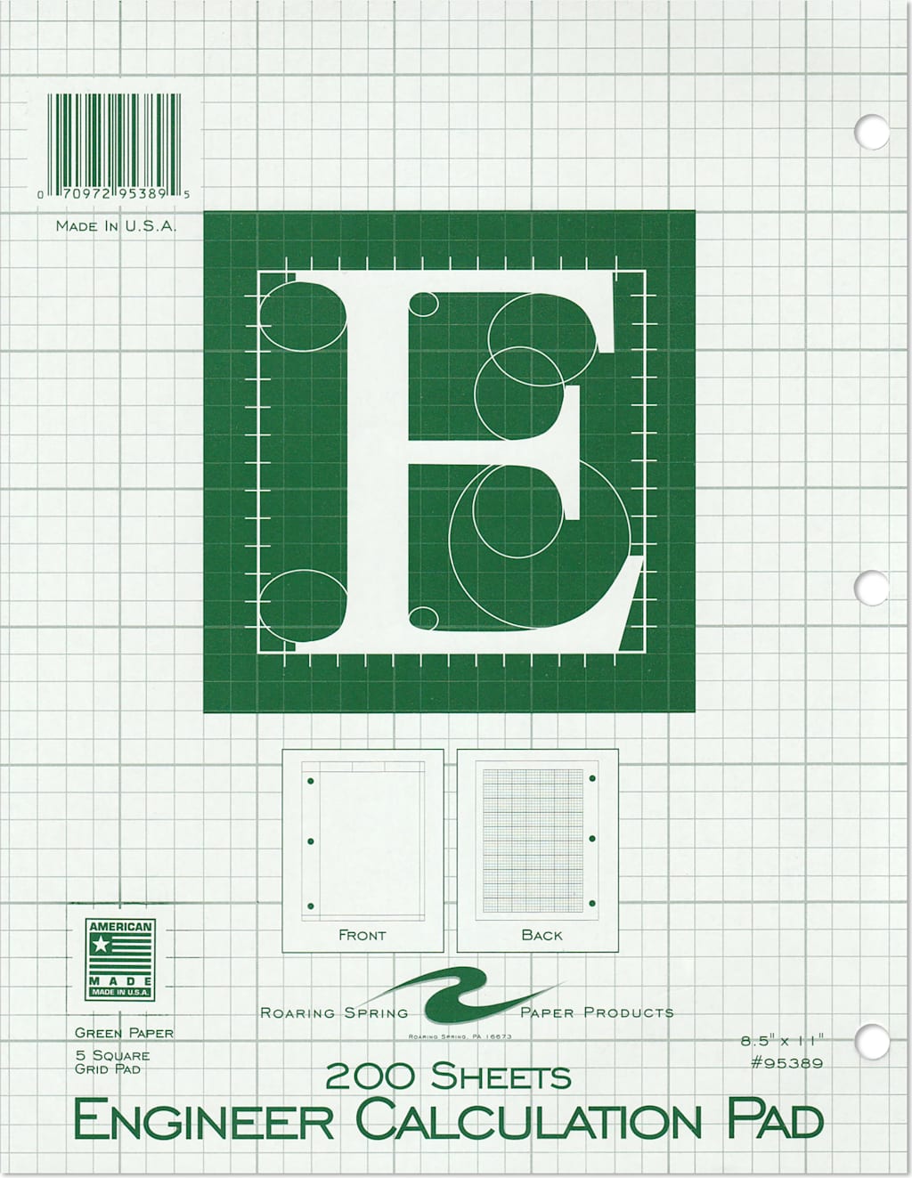ENGR. PAD 8.5 x 11 GREEN 200