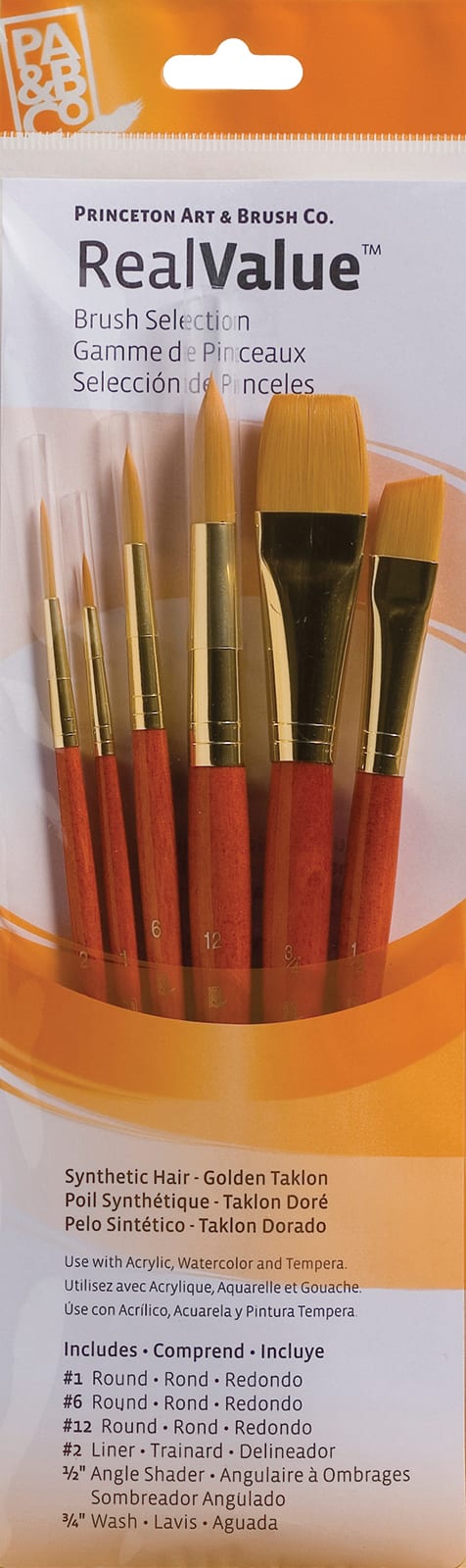 BRSH GOLDEN TAKLON 6/PK S/H