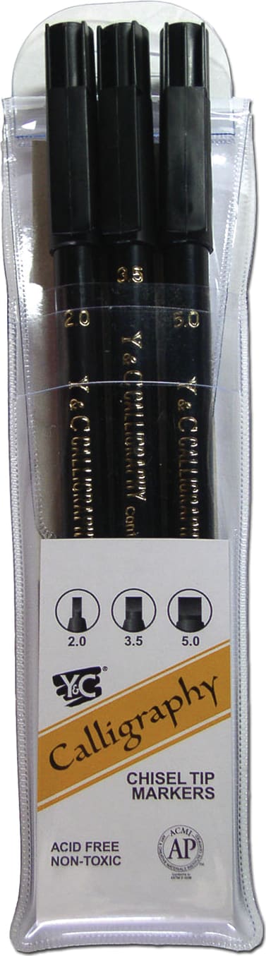CALLIGRAPHY MARKER SET 3 SIZES/BLACK