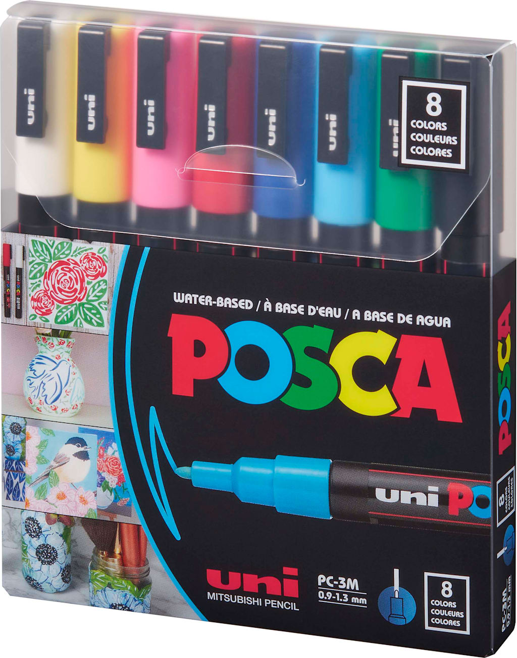 POSCA MARKER SET FINE POINT 8-BASIC COLORS