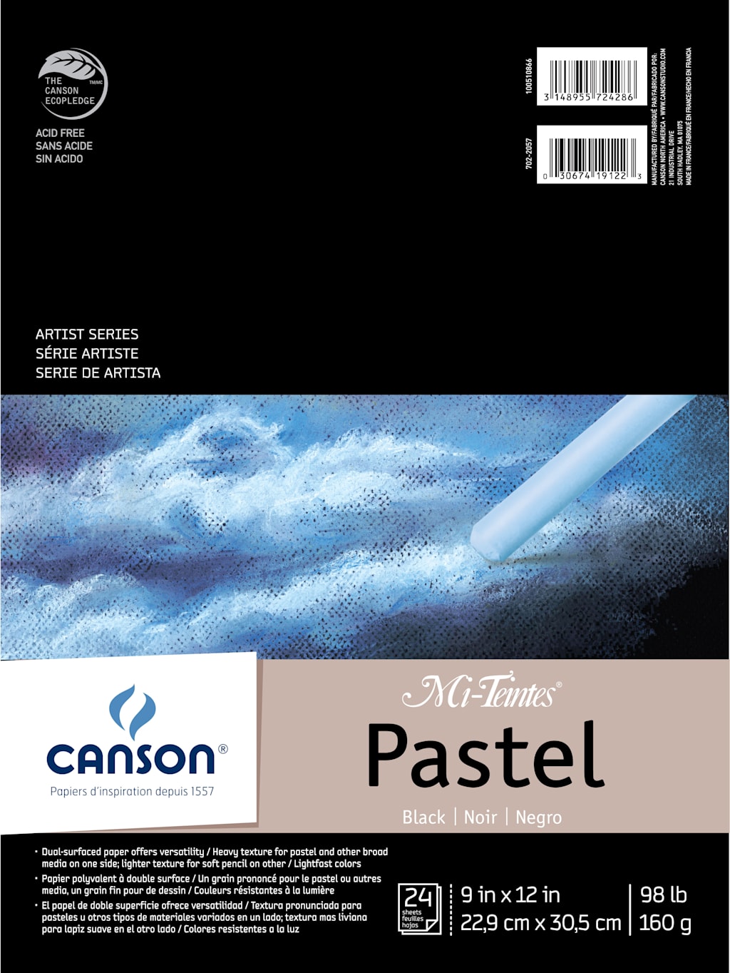 MI-TEINTES PAD BLACK 24 SHEETS 9X12