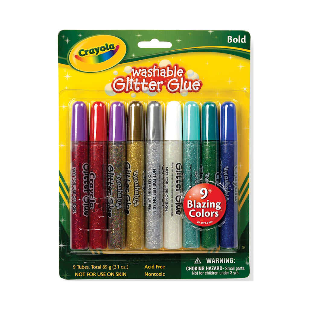 WASHABLE GLITTER GLUE SET 9 BOLD COLORS