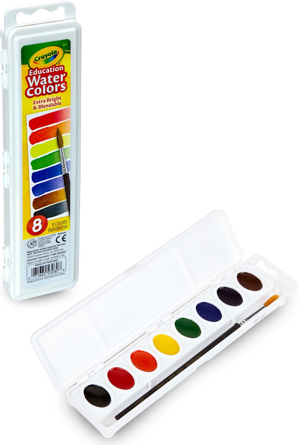 Watercolor Set 8 Oval Pans With Brush