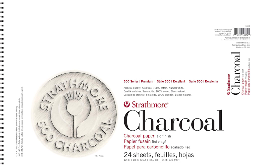 Charcoal 500 12X18 Spiral Bound White 24 Sheets