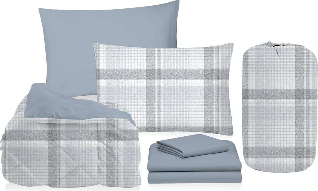 5PC BED IN BAG- BLUE PLAID