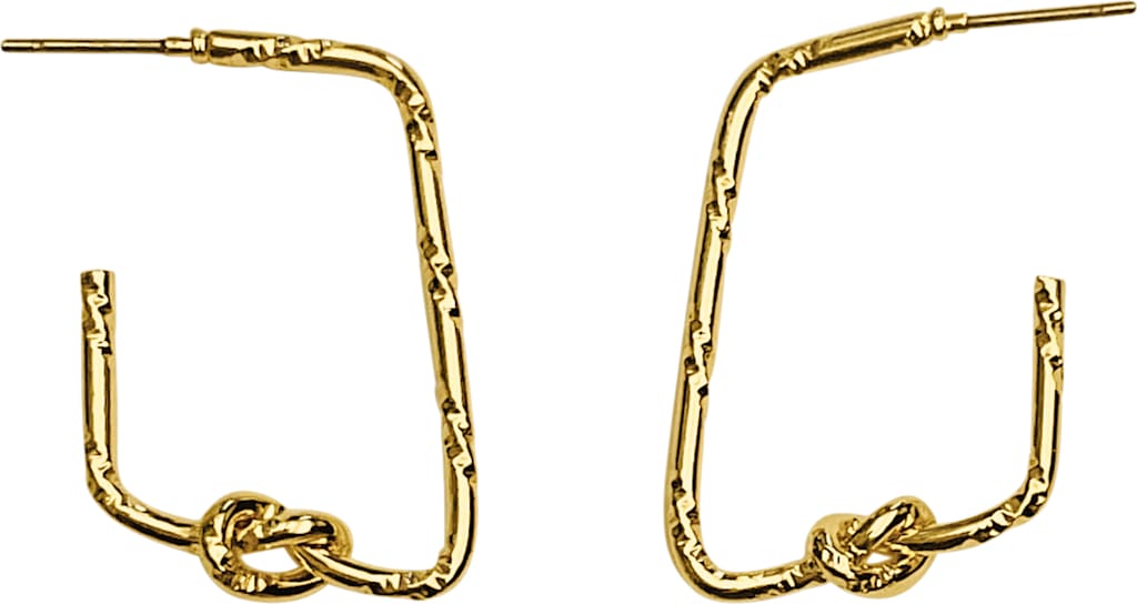 Ear Sq Knot Hoop Gold Earrings