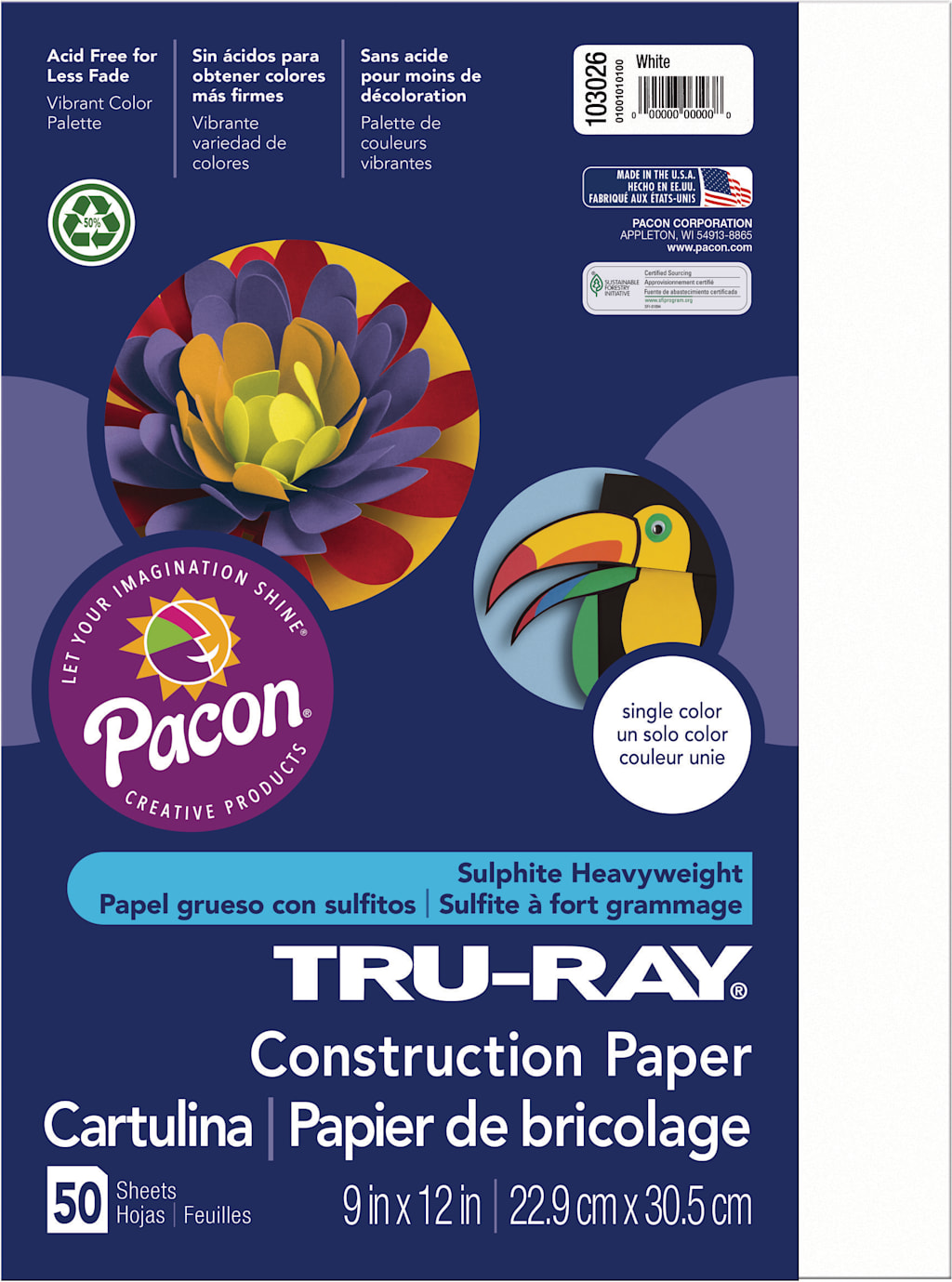 CONSTRUCTION TRU-RAY 9X12 WHITE 50 SHEETS
