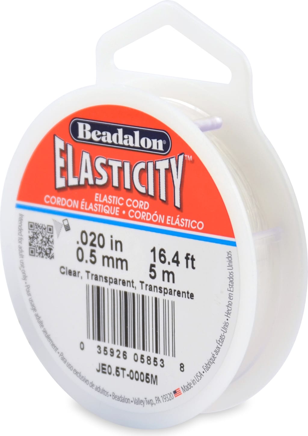 ELASTICITY STRINGING CORD .5MM CLEAR 16.4 FOOT