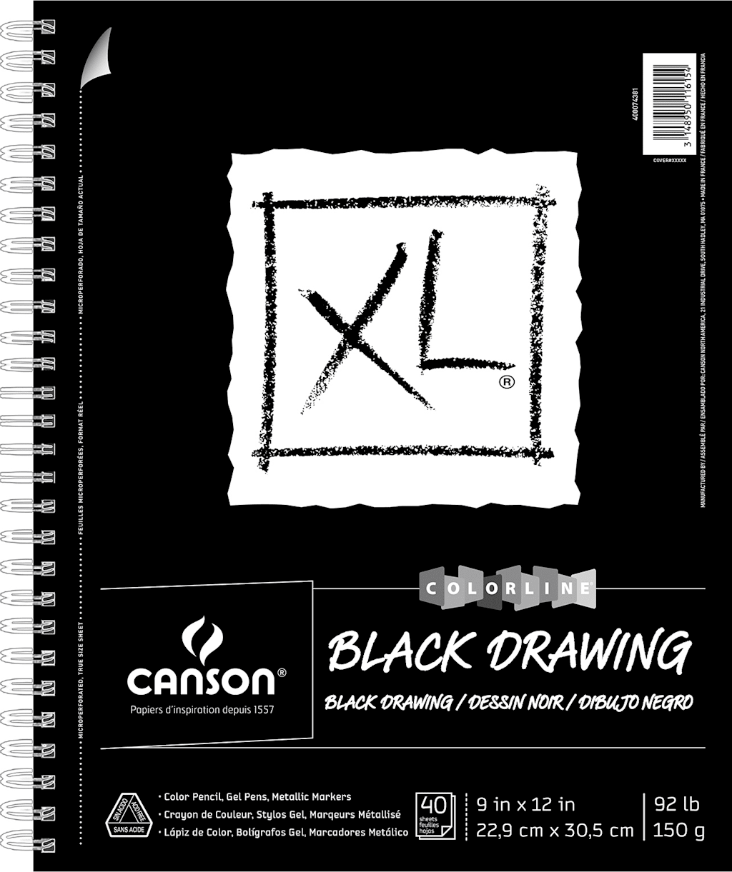XL DRAWING PAD BLACK 9X12 40 SHEETS