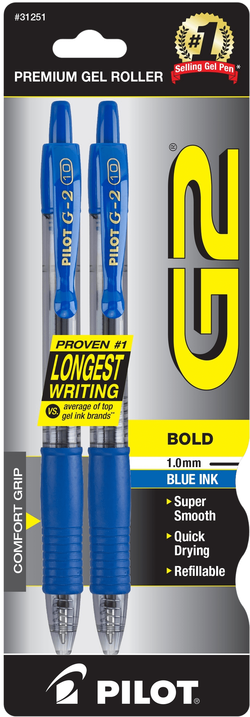 G2-1 GEL INK BLUE BOLD 2-PK