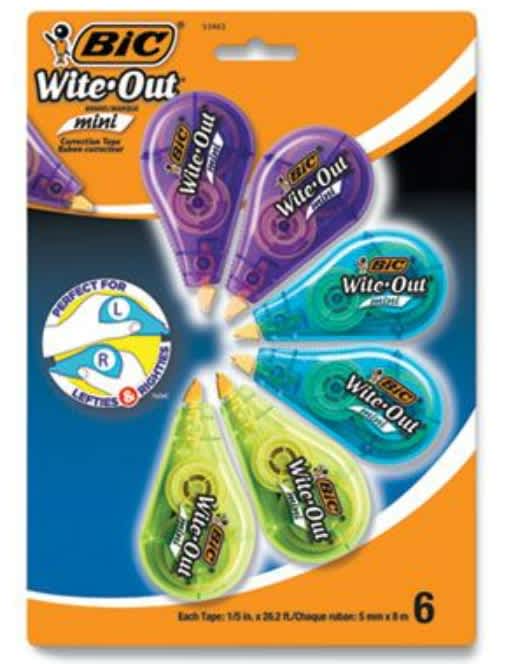 WO CORRECT MINI TAPE WHI 6PK