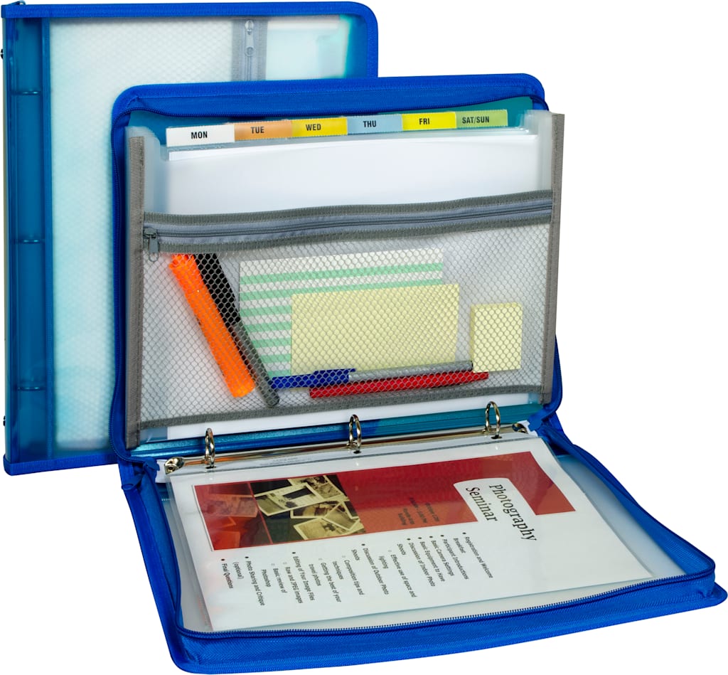 ZIP BINDER W/EXPAND FILE BLUE